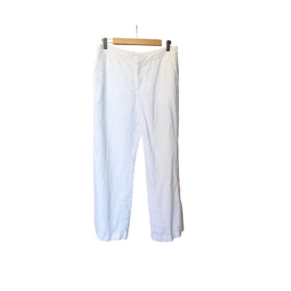 Vintage old navy white 100% linen pants fully lined size 10 coastal lagenlook